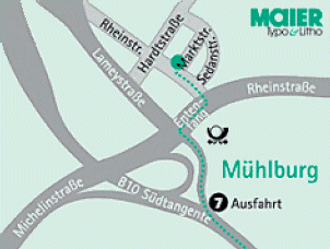 Anfahrtsplan Maier Typo&Litho GmbH, Karlsruhe